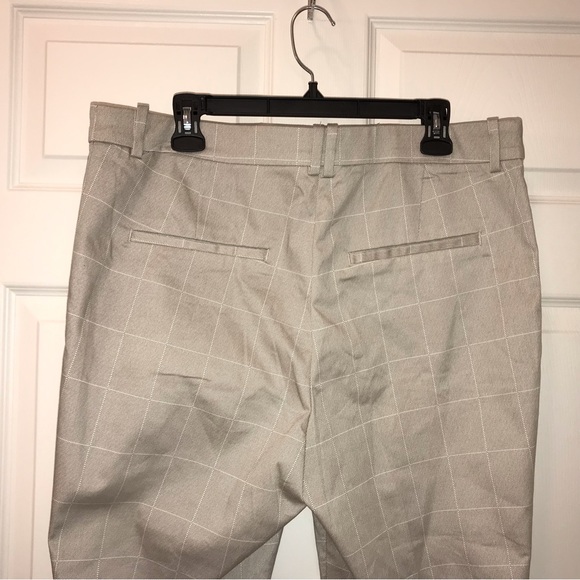 H&M High Rise Dress Pants, Windowpane Plaid Flat Front Trouser 16, Stretch Tan - Picture 11 of 16